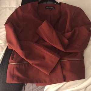 Burgundy blazer with zipper